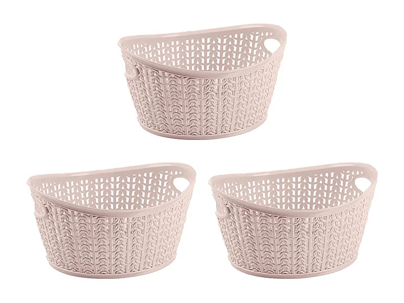 Kit 3 Cestini Ovali 1,5 Litri Rosa 7house