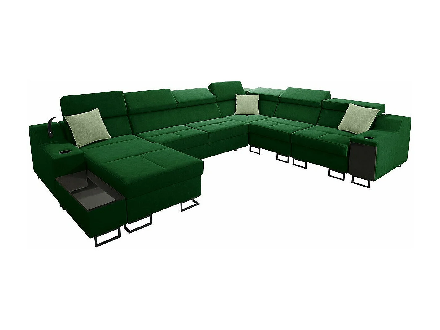 Canapé d'angle Sarasota 160, Vert, Disponible, 361x287x81cm