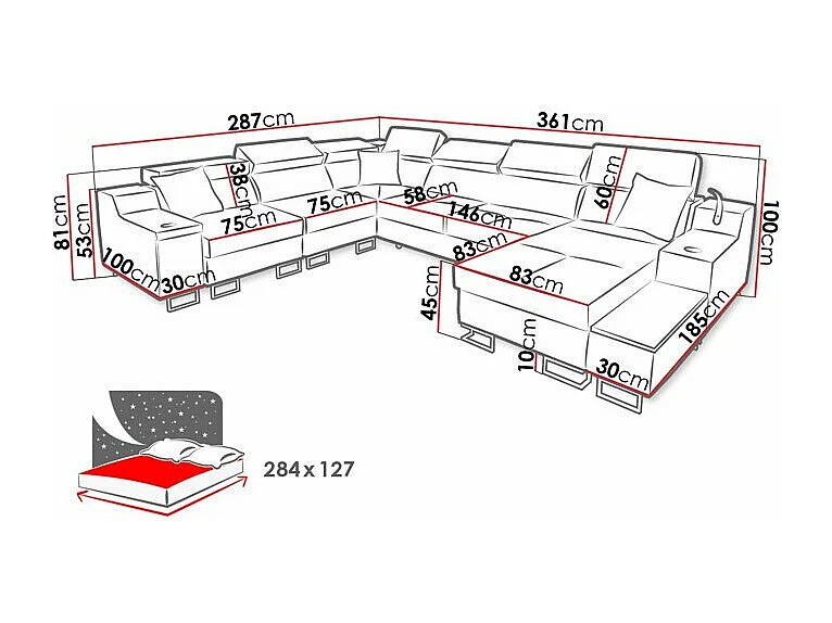 Canapé d'angle Sarasota 160, Vert, Disponible, 361x287x81cm