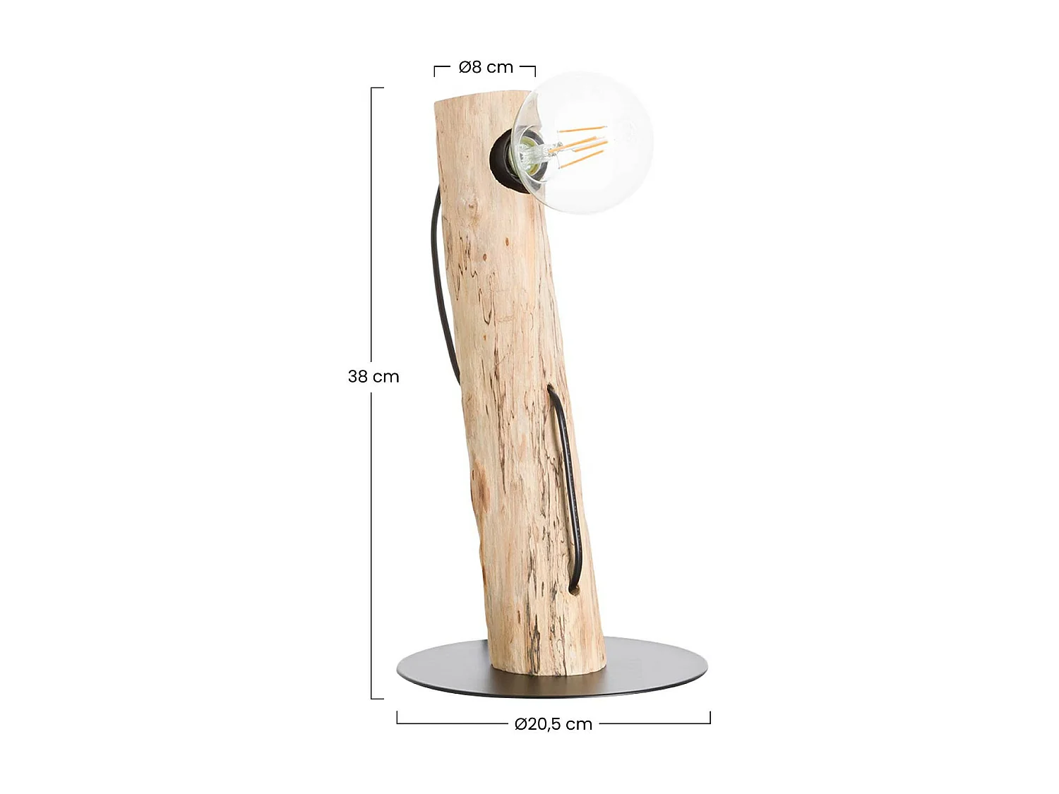 Lámpara de Mesa Natural Ink 8x8x38cm Negra O91