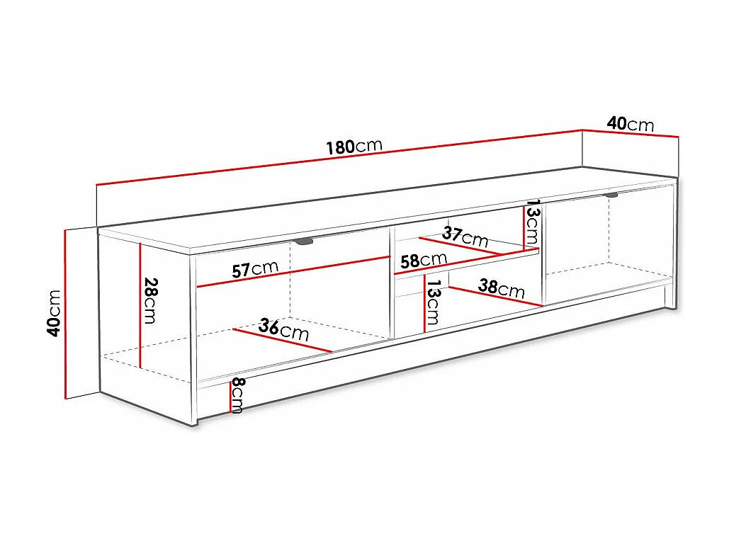 Mesa para TV Comfivo J101, 180x40x40cm