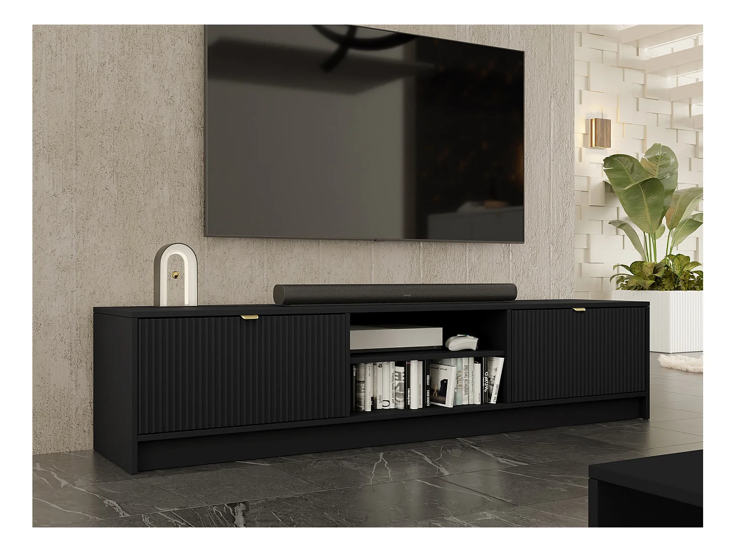 Mobile porta TV Comfivo Larmire 104, Nero, 180x40x40cm