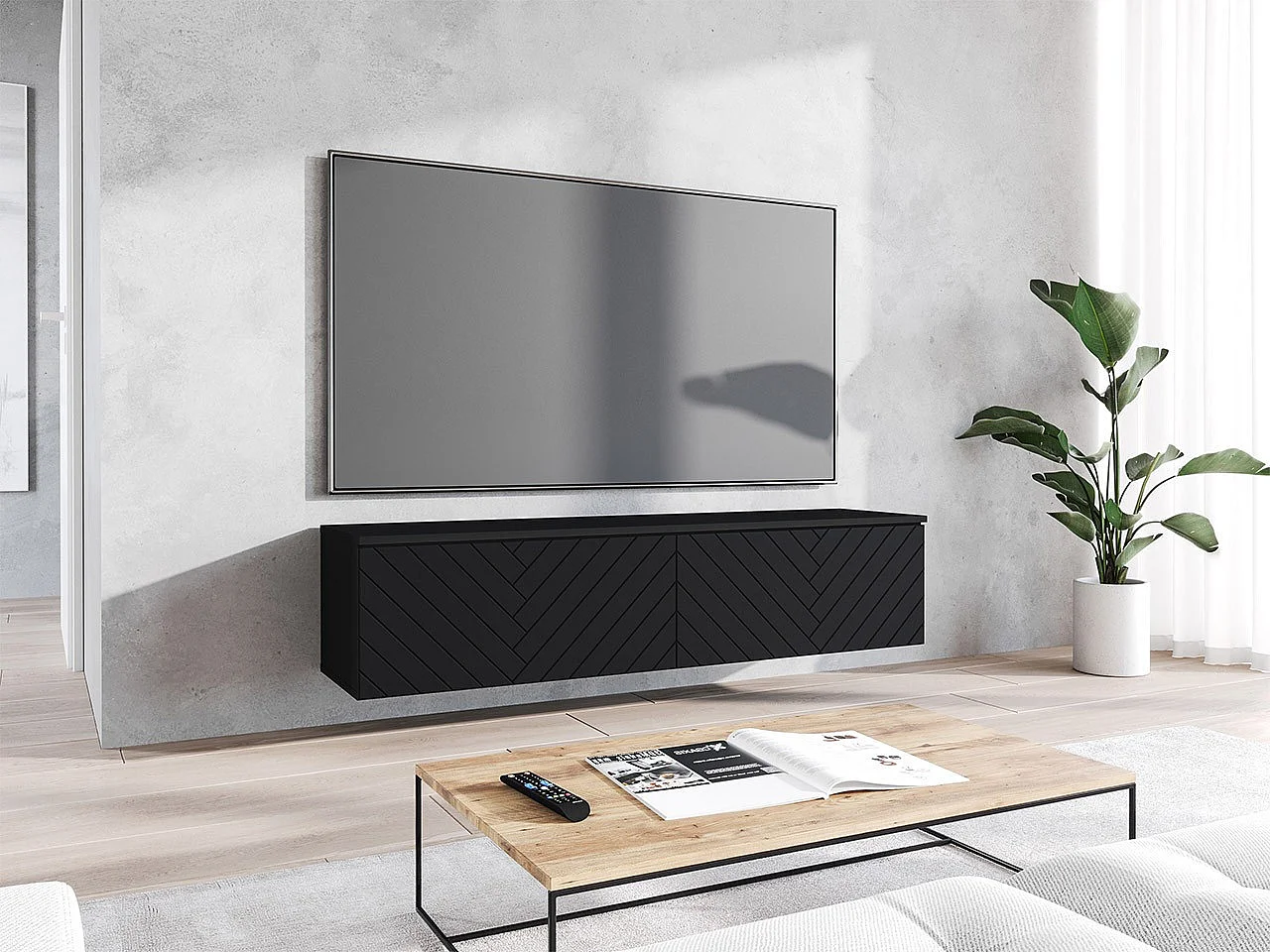 Mueble TV Sarasota 163, Grafito, 140x30x33cm