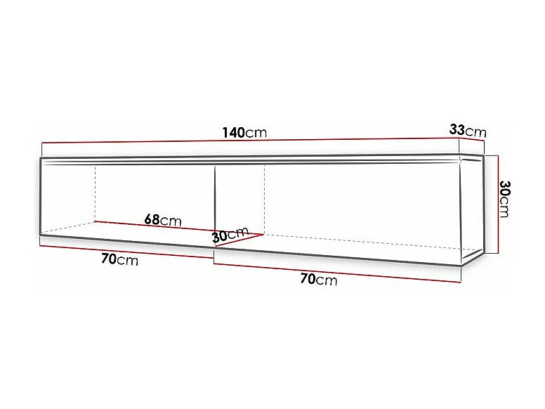 Mueble TV Sarasota 163, Grafito, 140x30x33cm