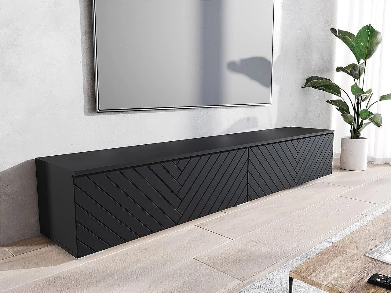 Mueble TV Sarasota 166, Grafito|Negro, 180x30x33cm