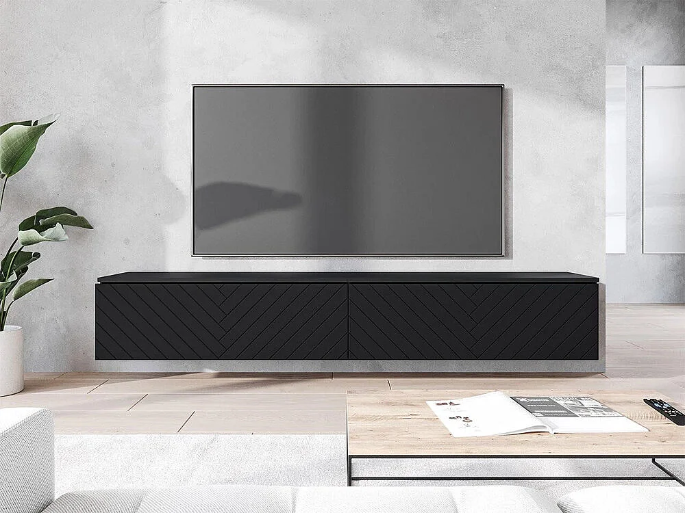 Mueble TV Sarasota 166, Grafito|Negro, 180x30x33cm