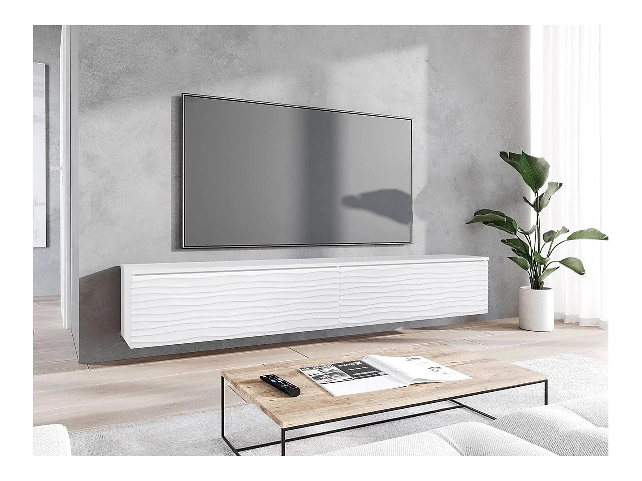 Mobile porta TV Sarasota 164, Bianco, 180x30x33cm