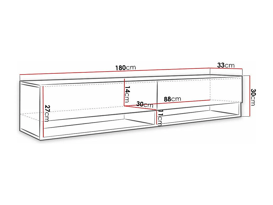 Mueble TV Sarasota 119, Blanco, Número de puertas: 2.00, 180x30x33cm