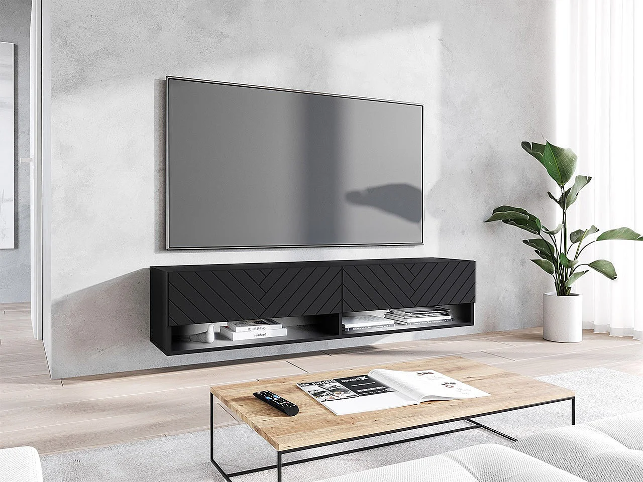 Mueble TV Sarasota 118, Grafito, Número de puertas: 2.00, 140x30x33cm