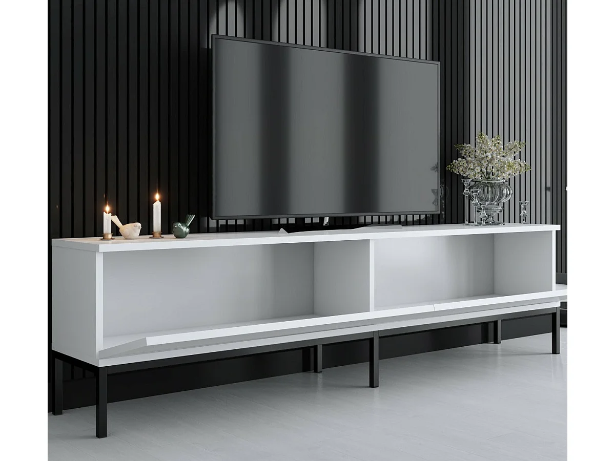 TV-Ständer – 180 cm x 47 cm x 30 cm – Schwarz und Weiß – Melaminbeschichtete Spanplatte