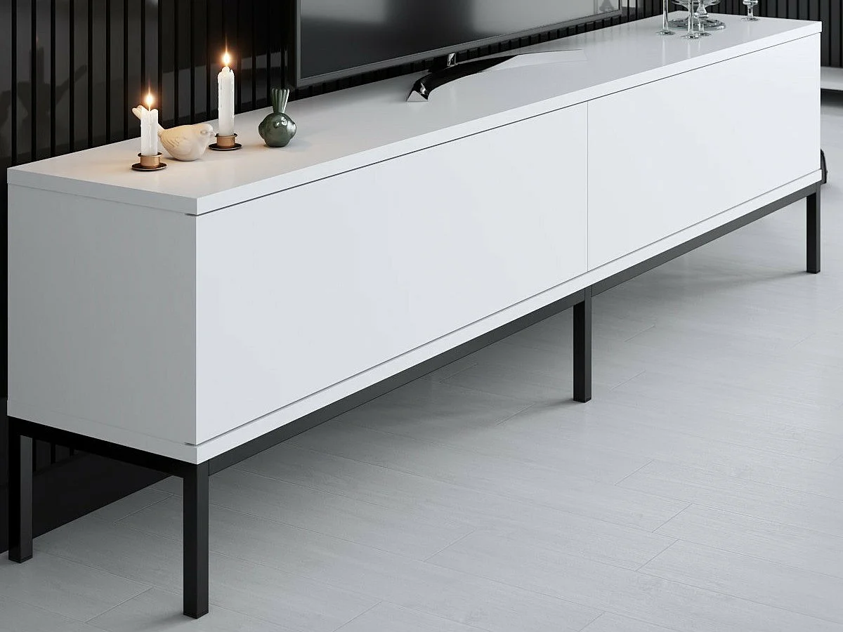 TV-Ständer – 180 cm x 47 cm x 30 cm – Schwarz und Weiß – Melaminbeschichtete Spanplatte