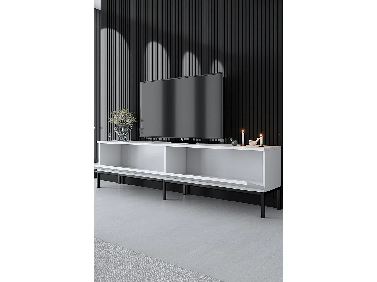 TV-Ständer – 180 cm x 47 cm x 30 cm – Schwarz und Weiß – Melaminbeschichtete Spanplatte