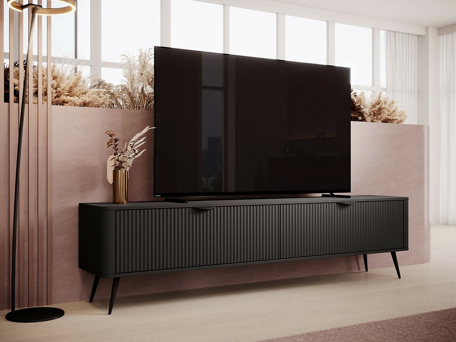 Mueble TV Kingston AC105, Grafito, 200x52x38cm
