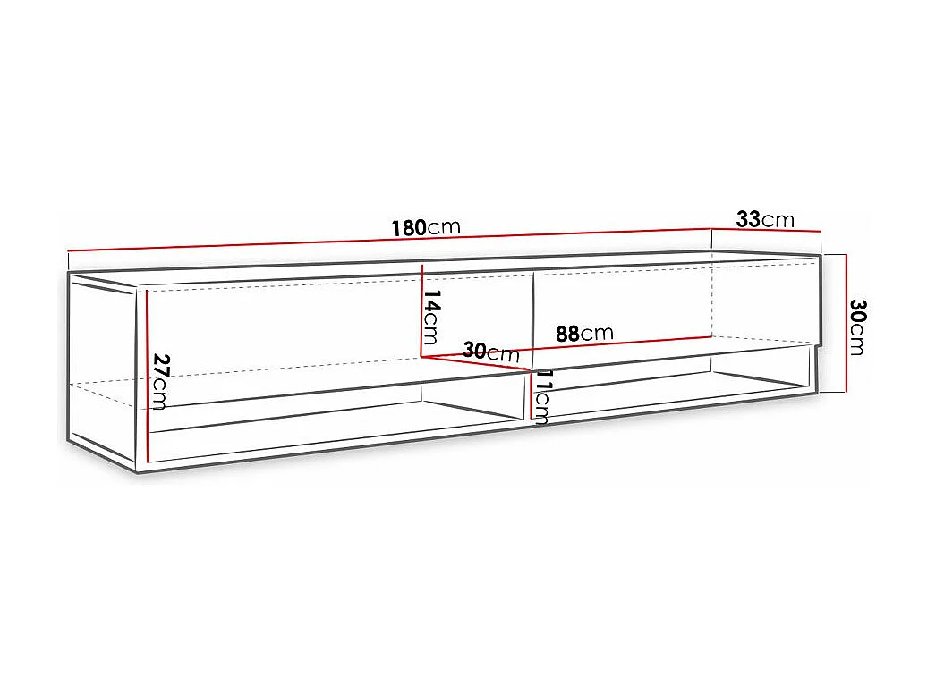 Mesa para TV Sarasota 119, O número de portas: 2, 180x30x33cm