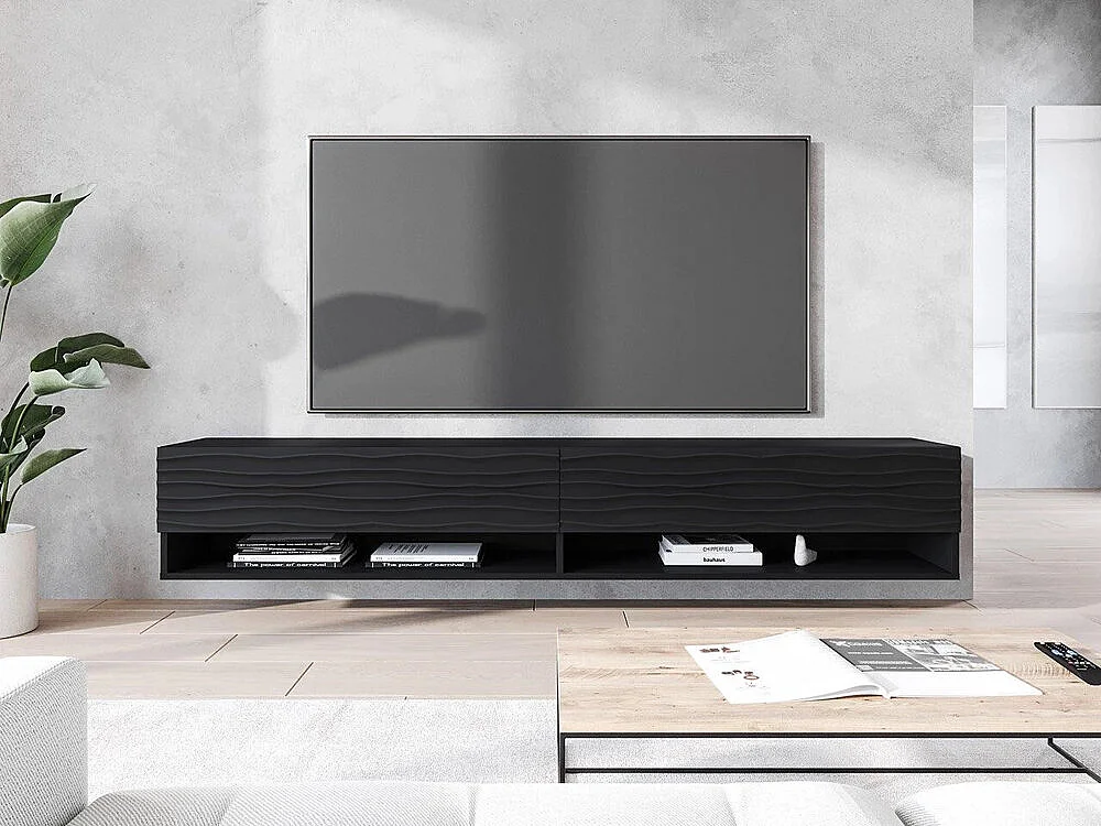Mueble TV Sarasota 119, Negro|Grafito, Número de puertas: 2.00, 180x30x33cm