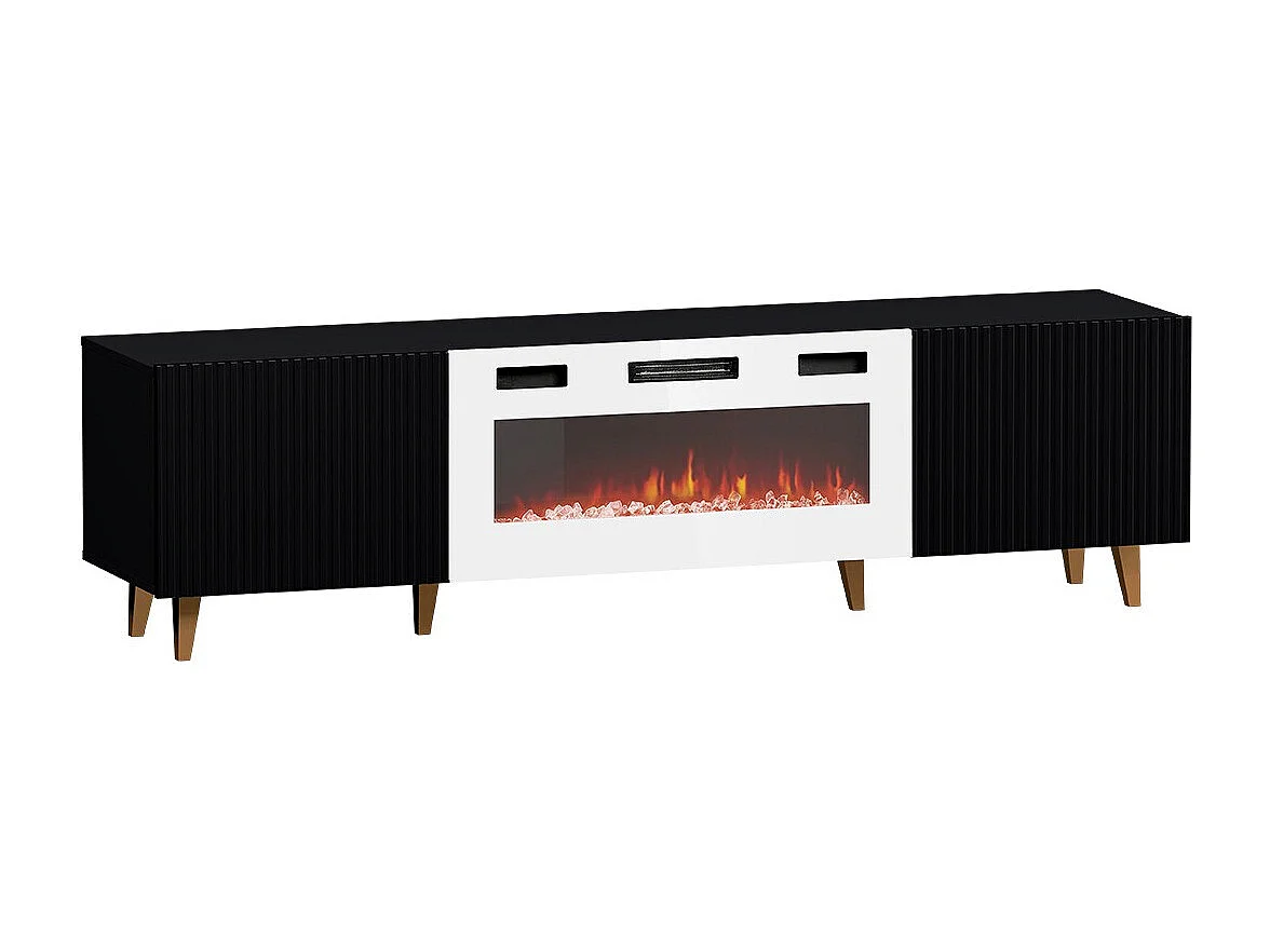 Mobile porta TV Levmari 106, Nero|Bianco|D'oro, Il numero di porte: 2.00, 181x49x40cm