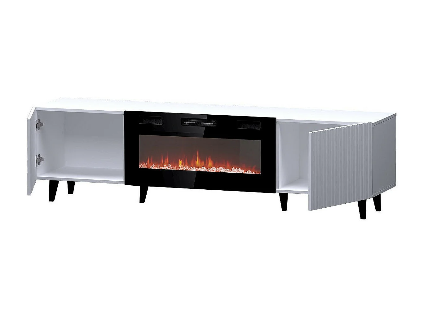 Mobile porta TV Levmari 106, Nero|Bianco|D'oro, Il numero di porte: 2.00, 181x49x40cm