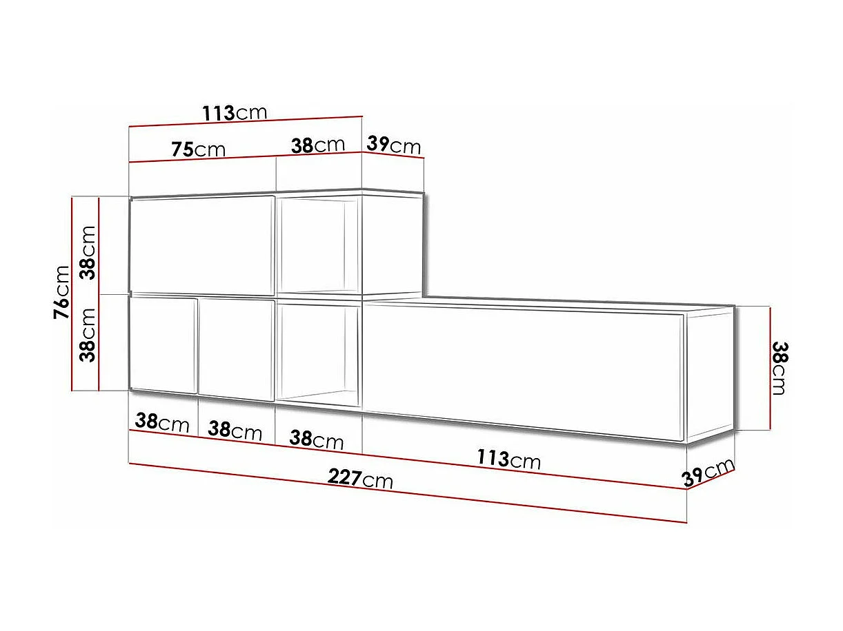 Mesa para TV Charlotte C114, O número de portas: 4, 227x76x39cm