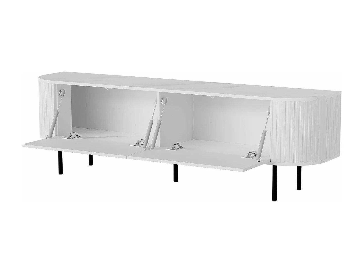 Meuble TV Charlotte 196, Marbre noir|Noir, 180x55x40cm