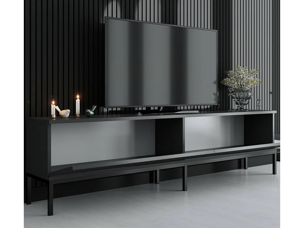 Mesa de tv Kailua Z115, Antracita|Negro, 180x47x30cm