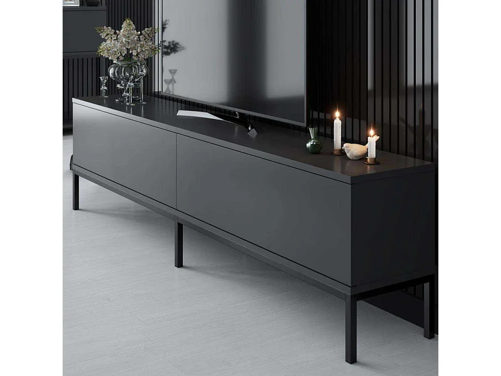 Mesa de tv Kailua Z115, Antracita|Negro, 180x47x30cm