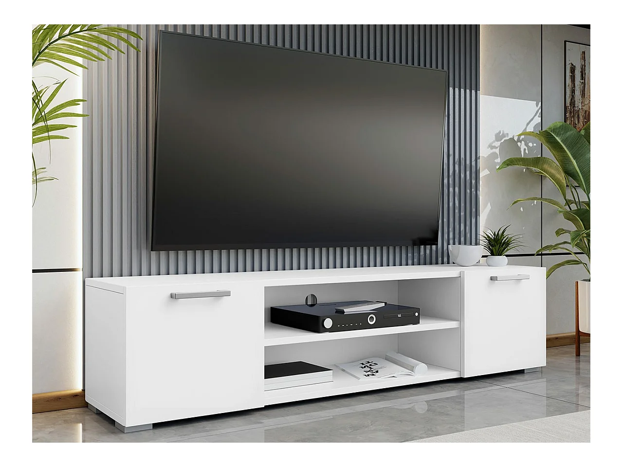 Meuble TV Comfivo Etrtale 105, Blanc, 156x36x35cm