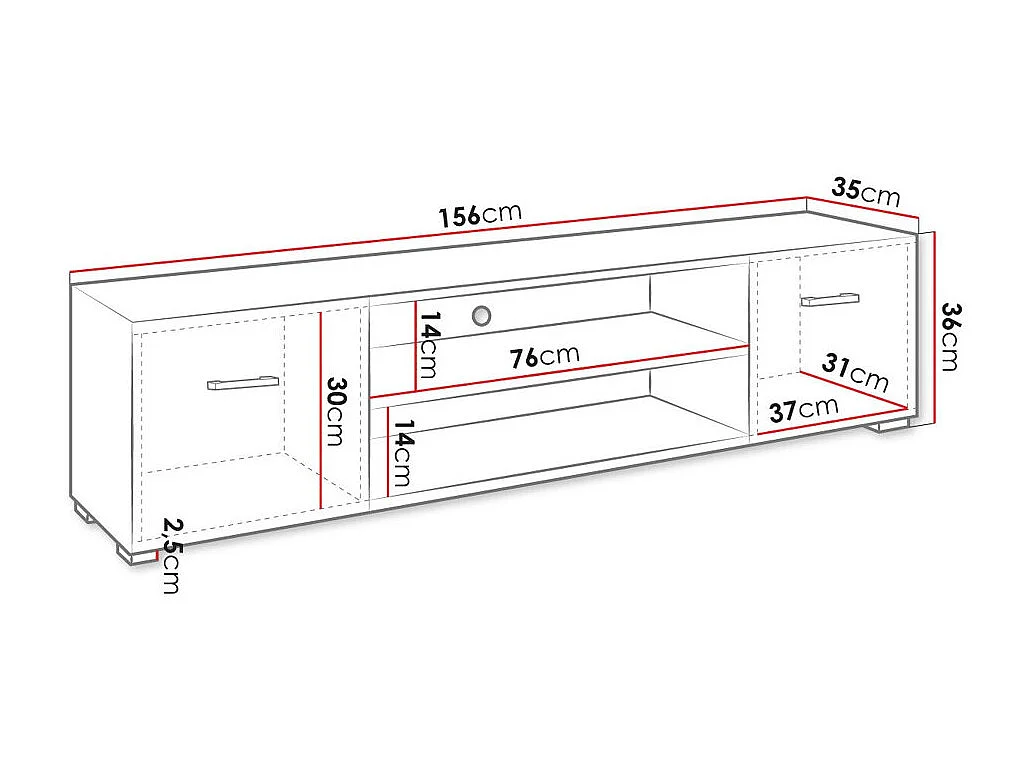 Mesa para TV Comfivo R105, 156x36x35cm