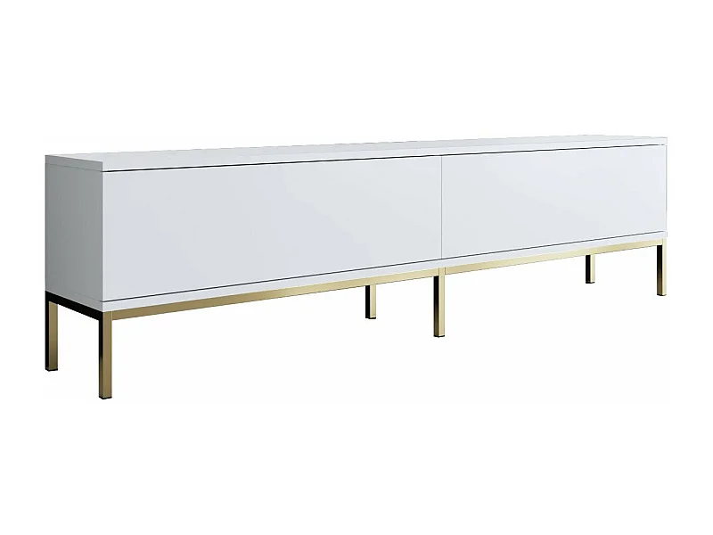 Mesa de tv Kailua Z115, Dorado|Blanco, 180x47x30cm