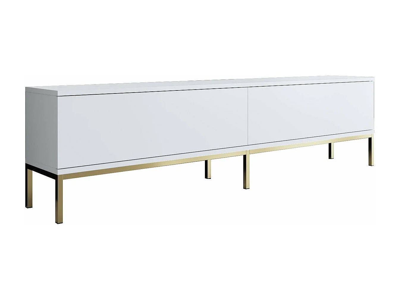 Mesa de tv Kailua Z115, Dorado|Blanco, 180x47x30cm
