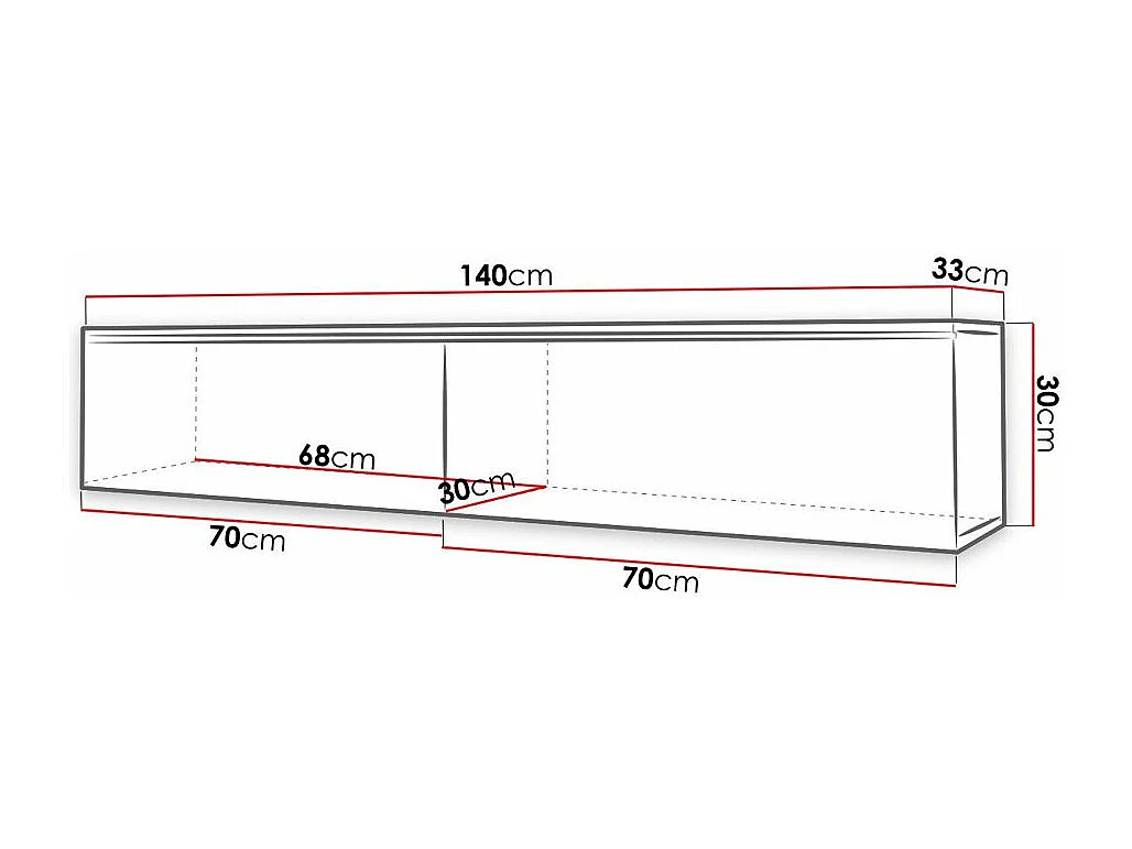 Mesa para TV Sarasota 120, O número de portas: 2, 140x30x33cm