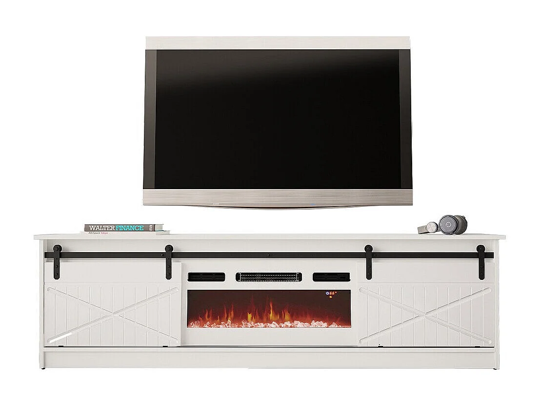Mobile porta TV Charlotte 165, Bianco lucido|Bianco, Il numero di porte: 2.00, 200x57cm
