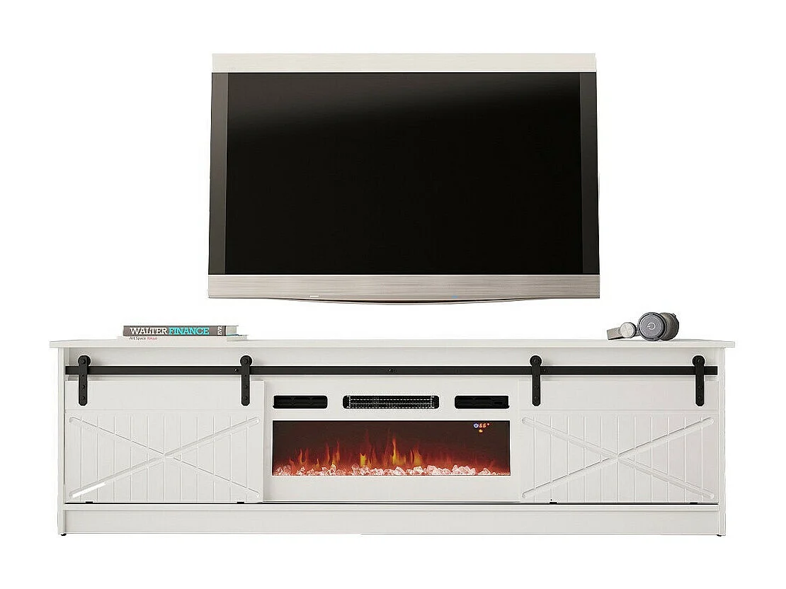 Mobile porta TV Charlotte 165, Bianco lucido|Bianco, Il numero di porte: 2.00, 200x57cm