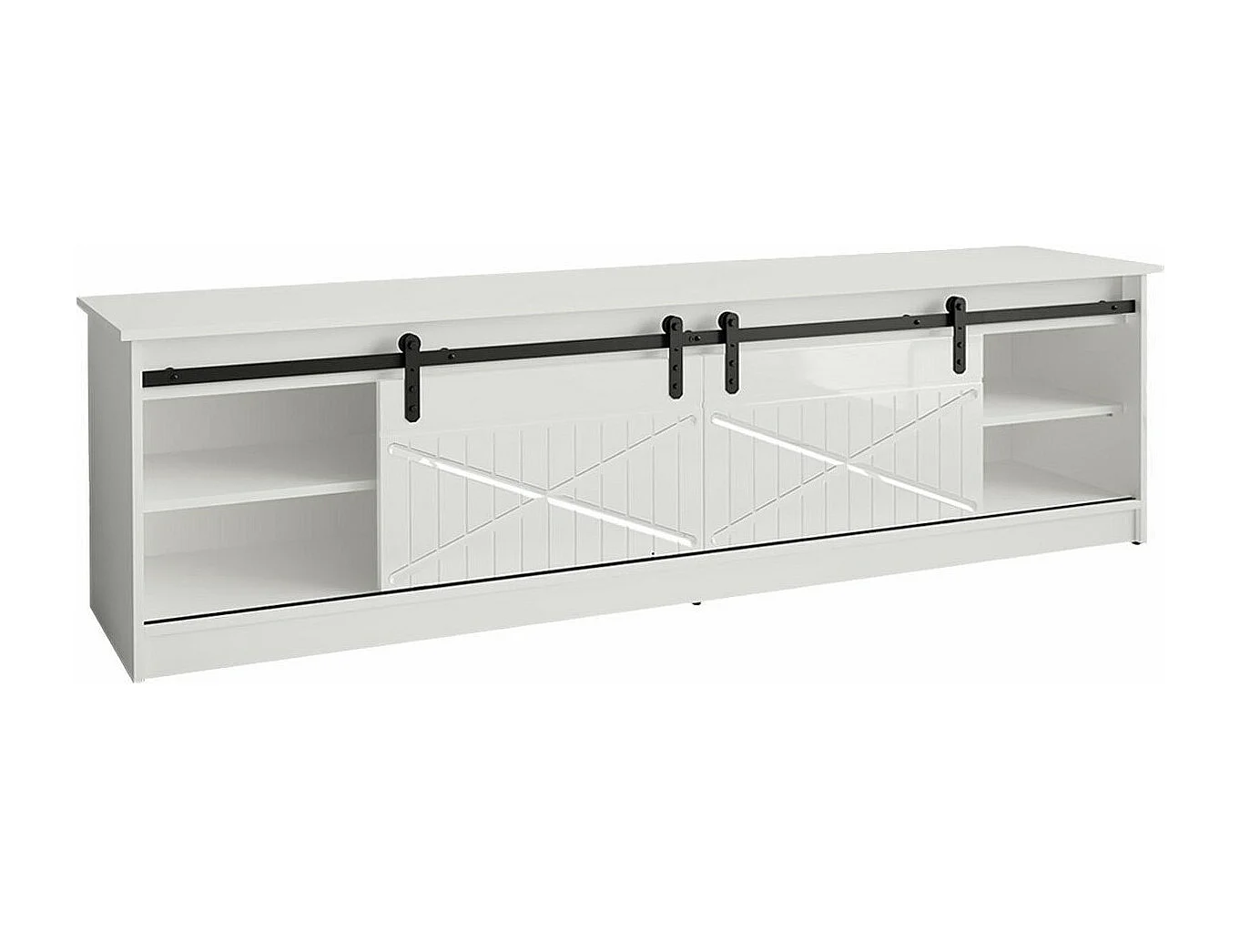 Mobile porta TV Charlotte 165, Bianco lucido|Bianco, Il numero di porte: 2.00, 200x57cm