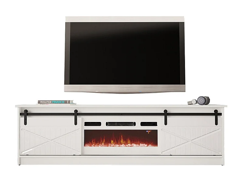Mobile porta TV Charlotte 165, Bianco|Bianco lucido, Il numero di porte: 2.00, 200x57cm
