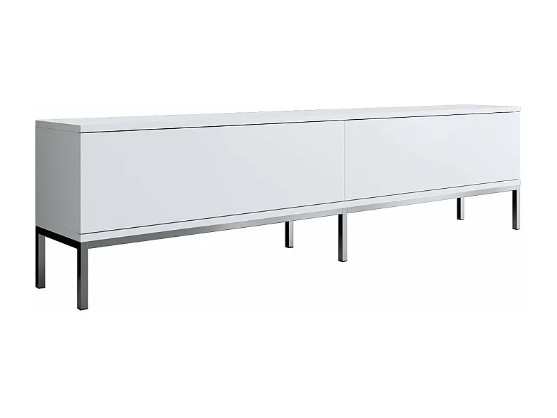 TV-Ständer – 180 cm breit – Weiß und Silber – Melaminbeschichtete Spanplatte