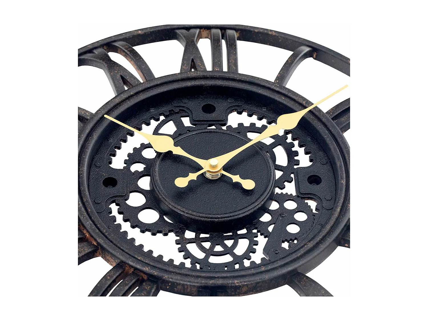 Orologio da parete vintage fustellato nero/oro Ø38 cm Thinia Home