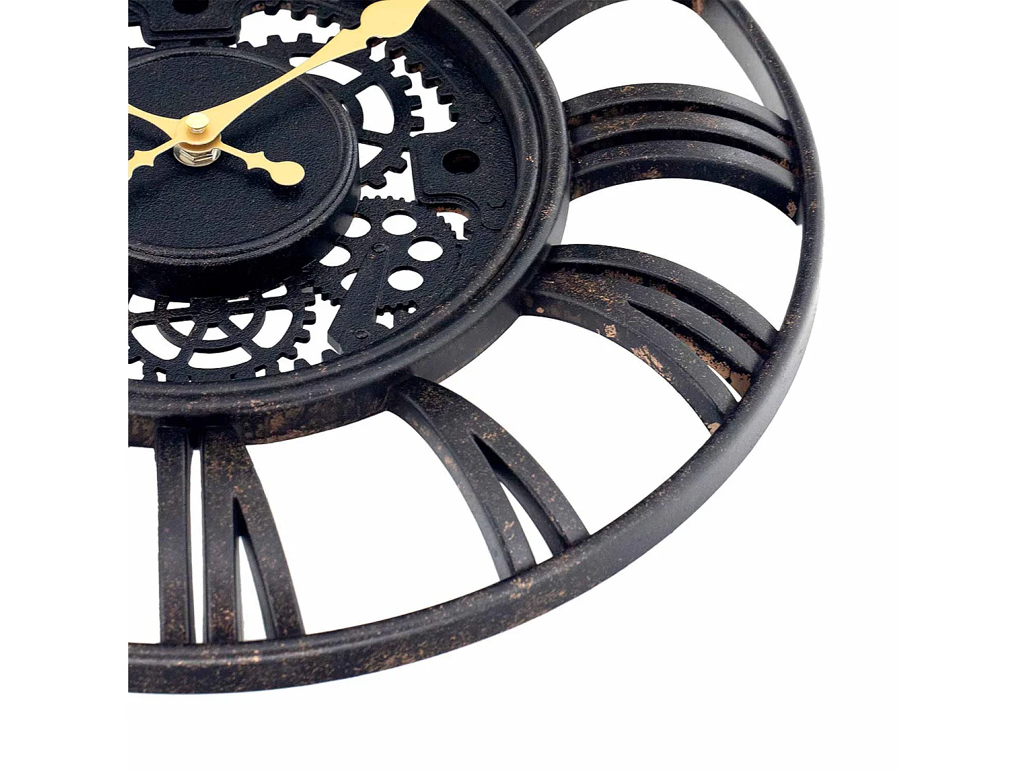 Orologio da parete vintage fustellato nero/oro Ø38 cm Thinia Home