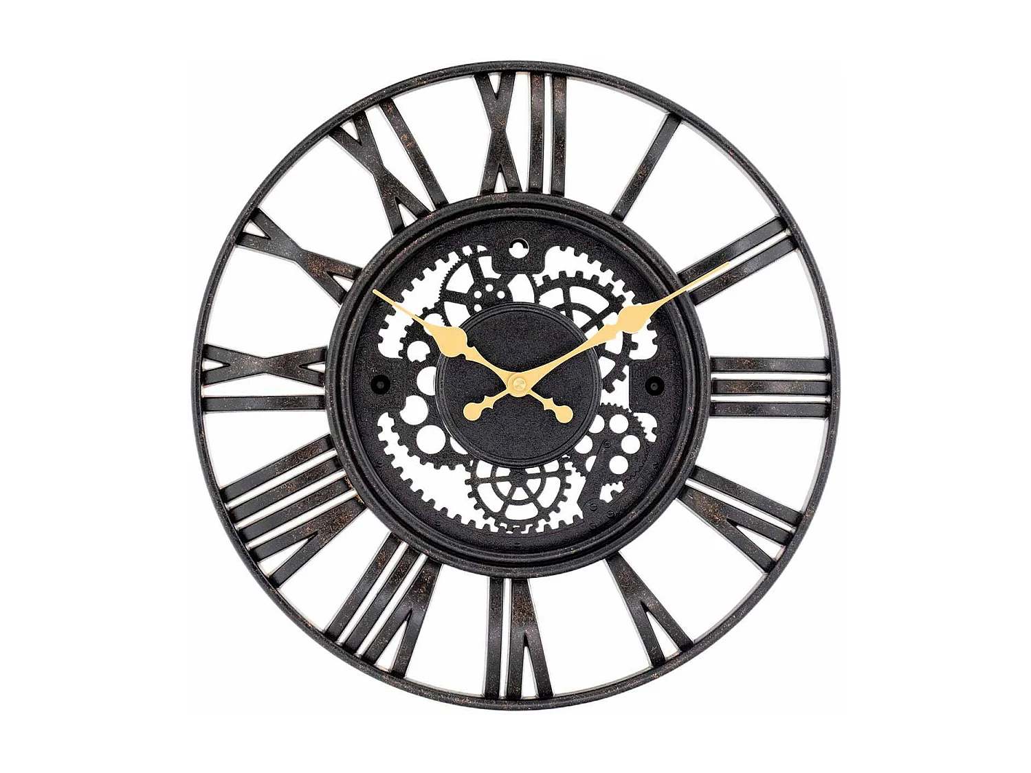 Reloj de Pared Vintage Troquelado Negro/Dorado Ø38 cm Thinia Home