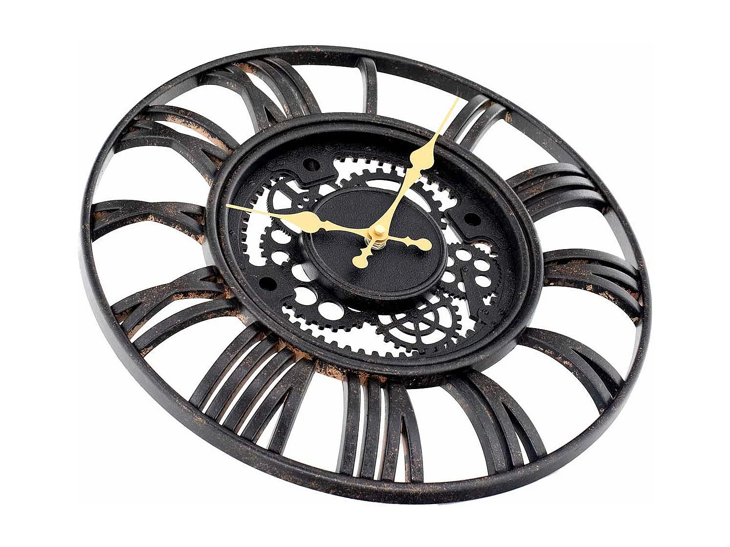 Reloj de Pared Vintage Troquelado Negro/Dorado Ø38 cm Thinia Home
