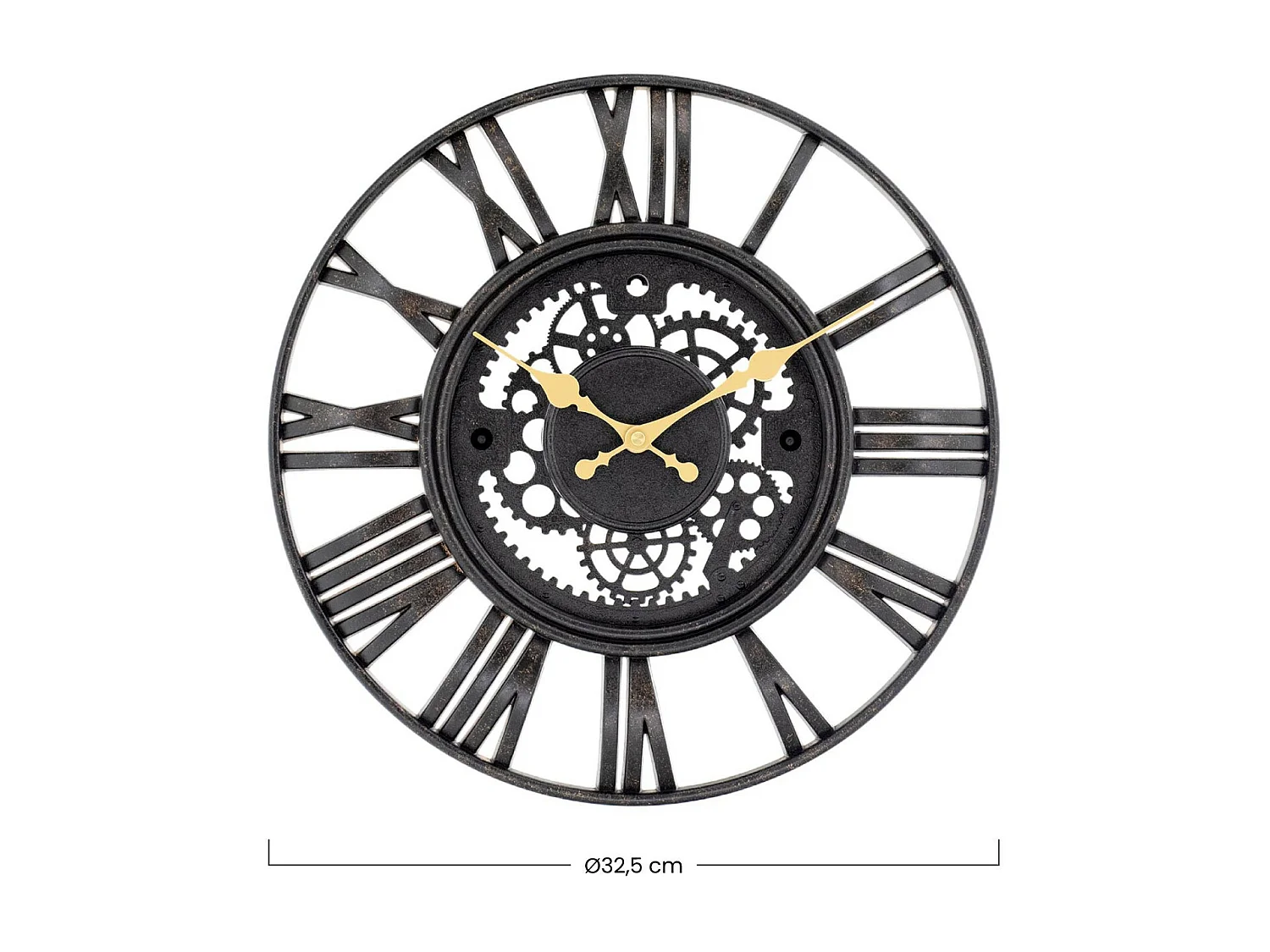 Reloj de Pared Vintage Troquelado Negro/Dorado Ø38 cm Thinia Home