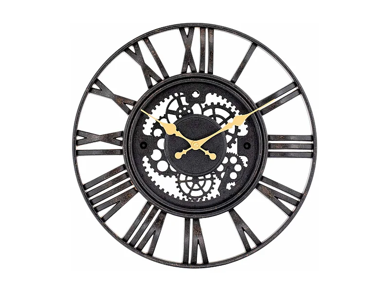 Horloge Murale Vintage Die-Cut Noir/Or Ø38 cm Thinia Home