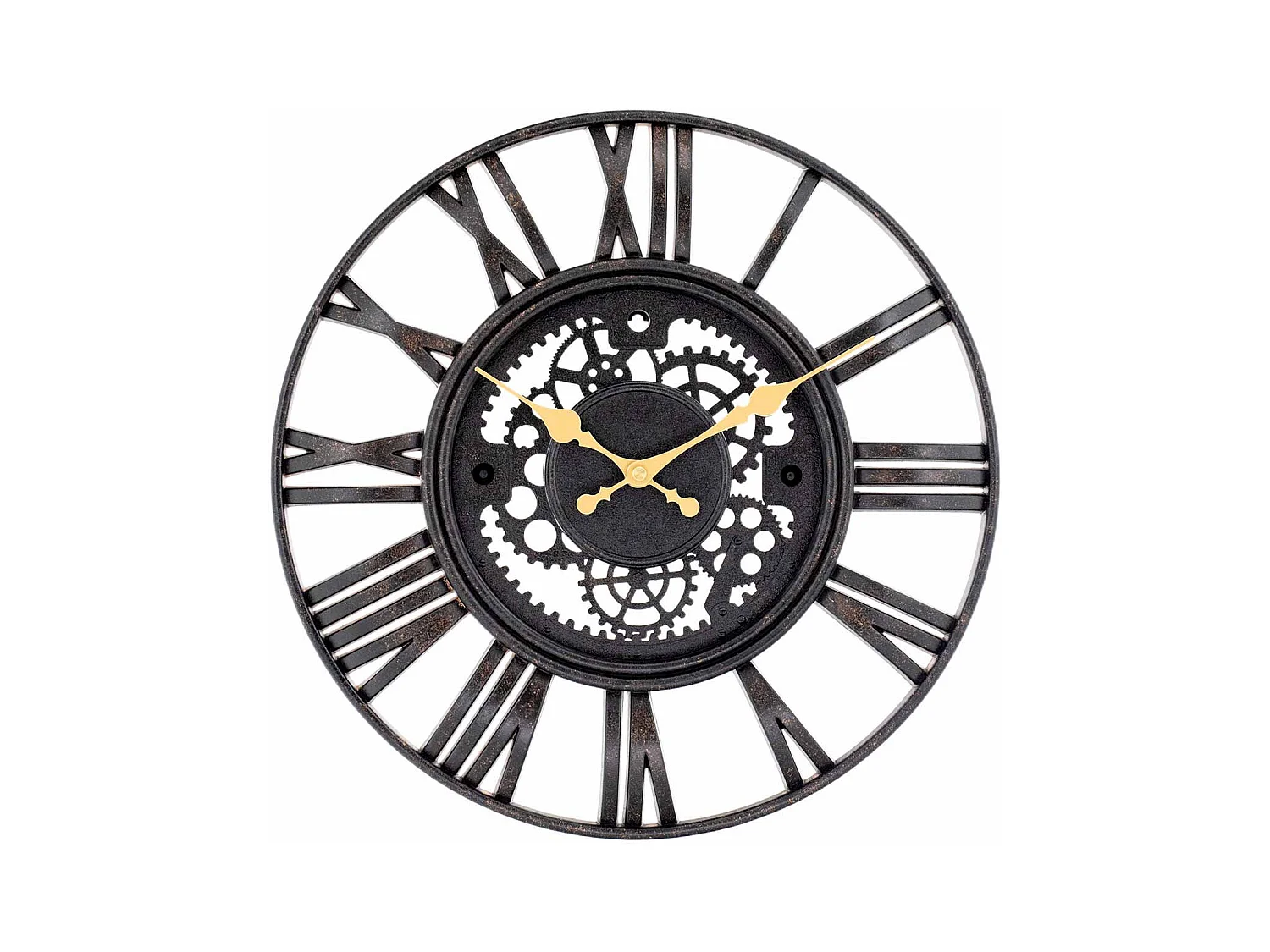 Horloge Murale Vintage Découpée Noir/Or Ø38 cm O91