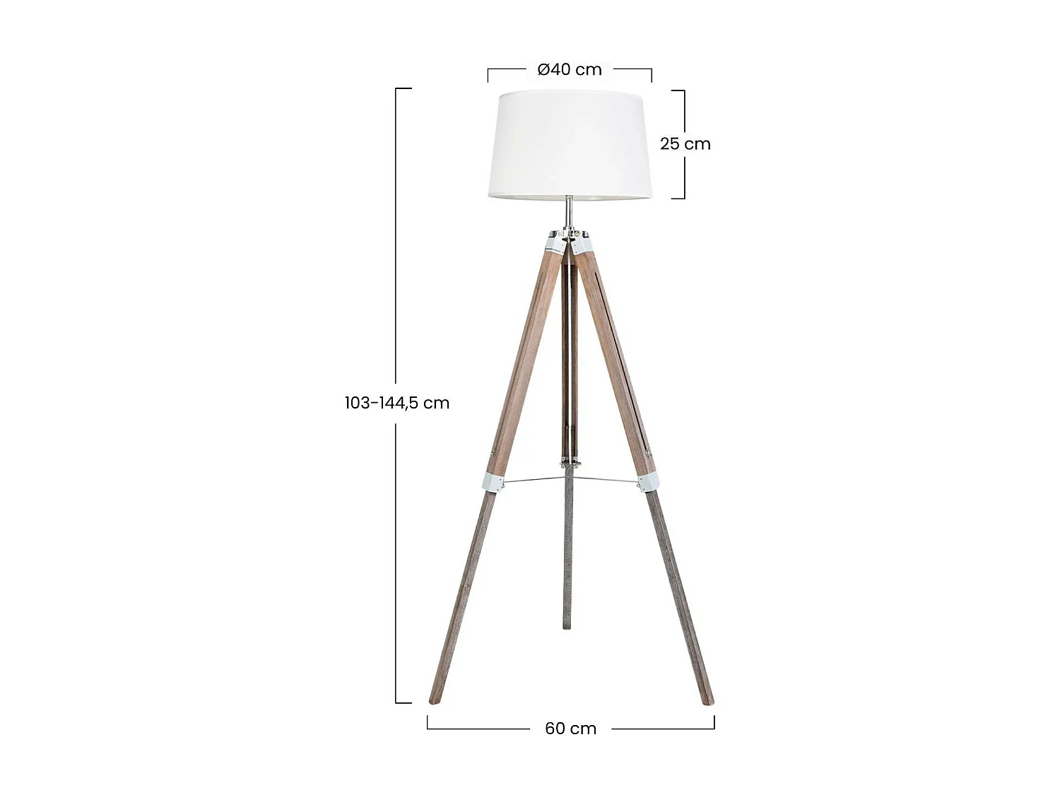 Lampada da terra treppiede 60x52x144,5 cm Bianca O91