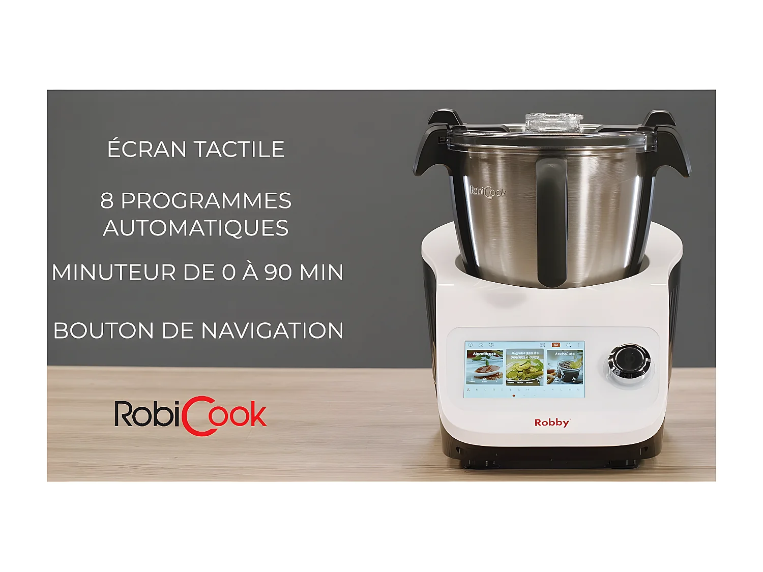 Robby Robot cuiseur multifonctions avec balance intégrée et écran tactile +680 recettes - robicook