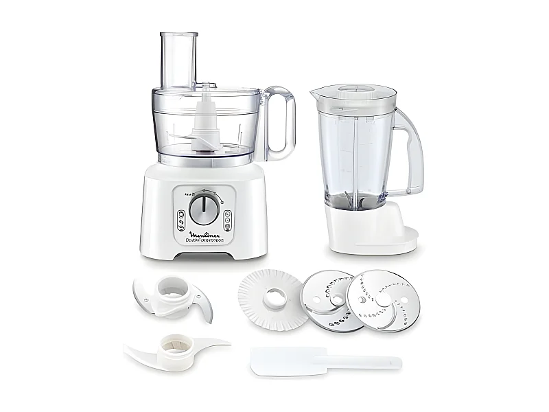 Robot multifonction Moulinex FP544111 Double Force Compact 800 W Blanc