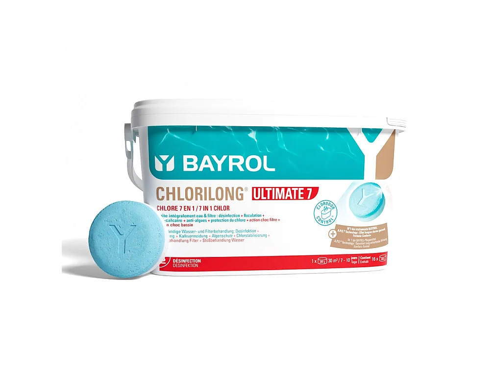 Bayrol Galets 7en1 chlore lent et rapide 4.8kg - CHLORILONG ULTIMATE 7