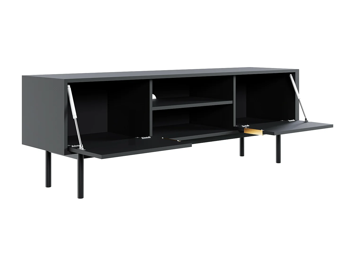 Mobile TV con 2 ante e 2 nicchie Nero - DABRIANA