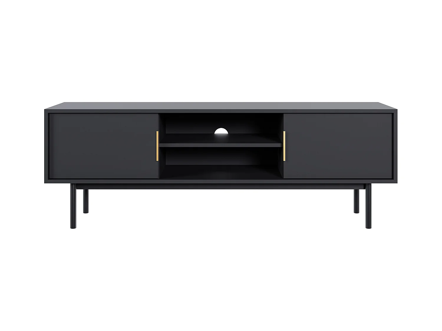 Mueble de TV con 2 puertas y 2 estantes - Negro - DABRIANA