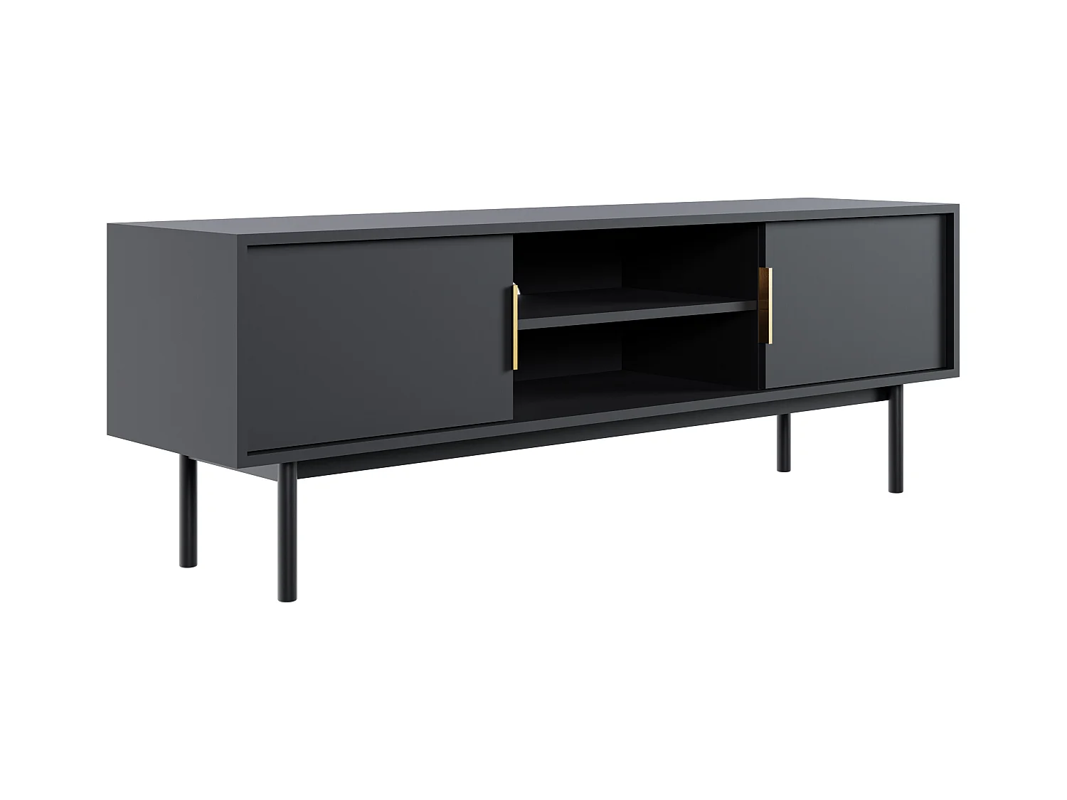 Mueble de TV con 2 puertas y 2 estantes - Negro - DABRIANA