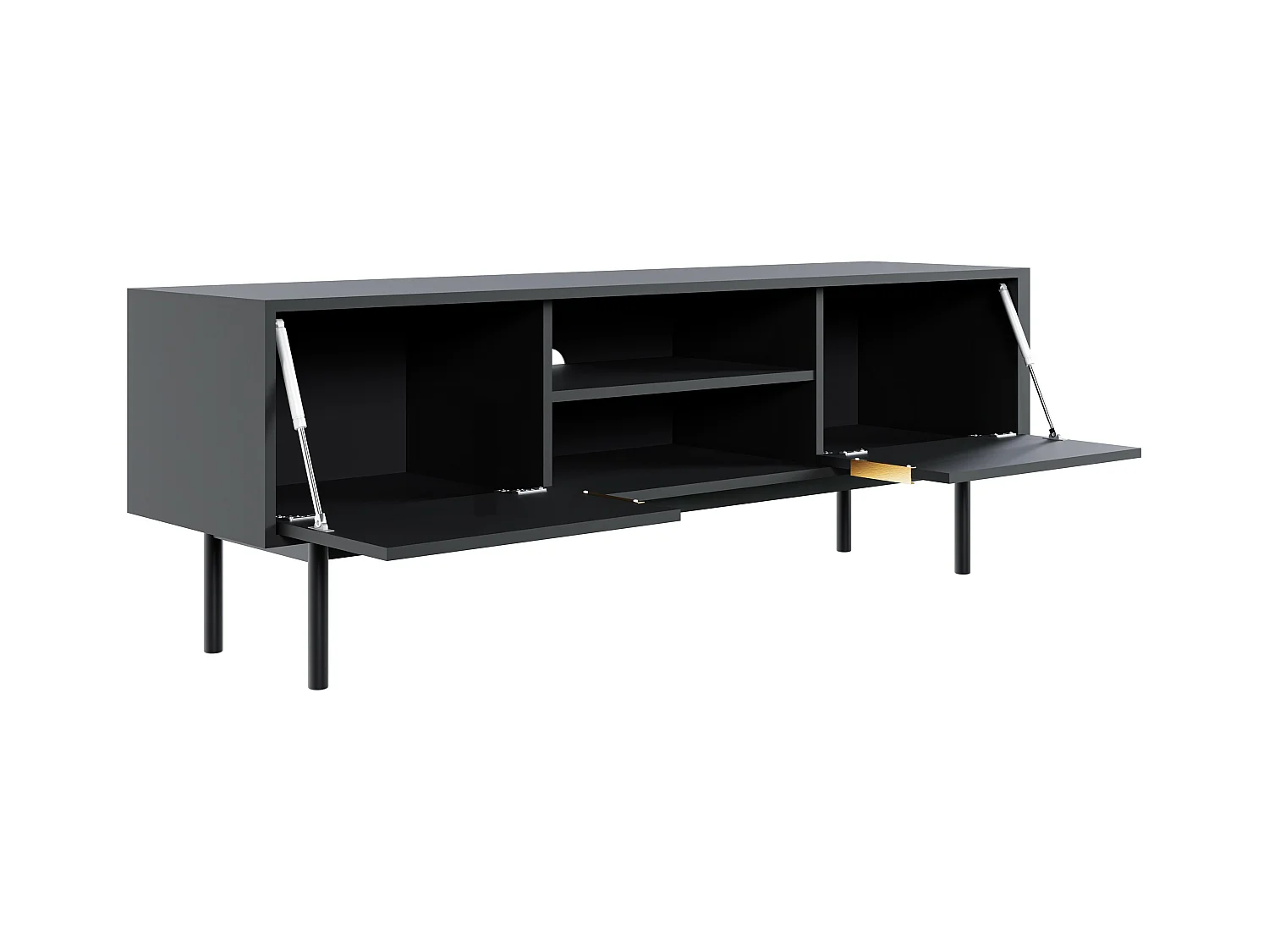 Mueble de TV con 2 puertas y 2 estantes - Negro - DABRIANA